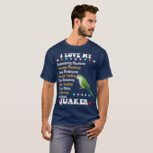 緑のおもしろいクエーカーシャツI Love Quaker Parrot Tシャツ (正面フル)