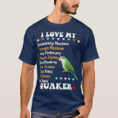 緑のおもしろいクエーカーシャツI Love Quaker Parrot Tシャツ (正面)