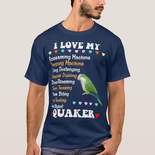 緑のおもしろいクエーカーシャツI Love Quaker Parrot Tシャツ (正面)