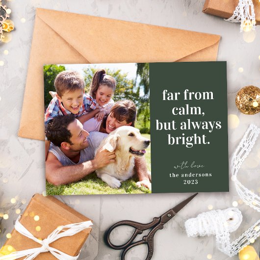 緑のおもしろい穏やかな明るい写真クリスマス シーズンカード