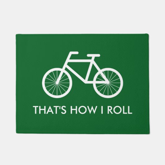緑のおもしろい自転車のフォーマット – そのようにして私は転が ドアマット (正面)
