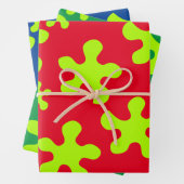 緑のおもしろい青緑の赤い誕生日 ラッピングペーパーシート (インサイチュ)