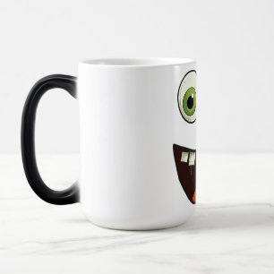 緑のおもしろいGoogly目で顔驚く開いたM モーフィングマグカップ