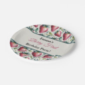 緑のお洒落いちご誕生日名 ペーパープレート (アングル)