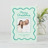 緑のお洒落ドードルウェーブフレームのクリスマスフォト シーズンカード (スタンド正面)