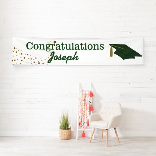 緑のお祝いの大学院の旗 横断幕 (インサイチュ)