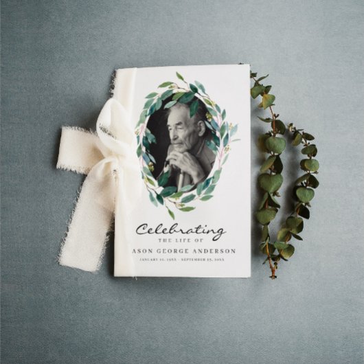 緑のお祝いの生活葬儀プログラム チラシ