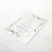 緑のお祝いライフ葬儀金ゴールド 箔招待状 (回転した状態)