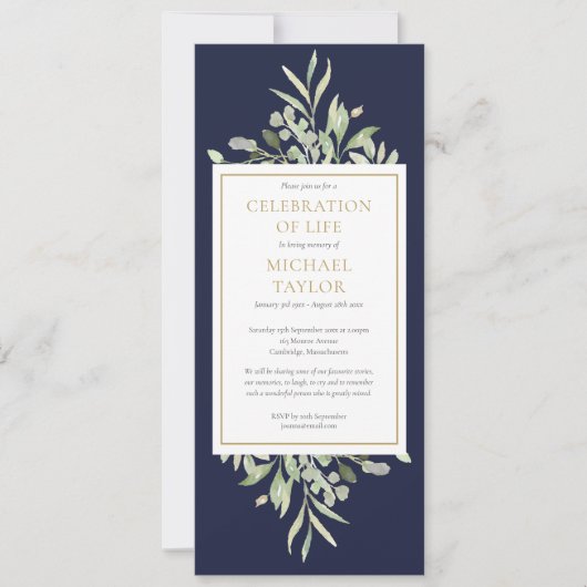 緑のお祝い生活葬儀社 招待状 (正面)