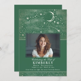 緑のお祝い葬儀記念写真 招待状