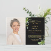 緑のお祝い・オブ・ライフ葬儀の写真 招待状 (スタンド正面)