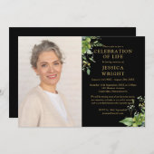 緑のお祝い・オブ・ライフ葬儀の写真 招待状 (正面/裏面)