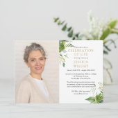 緑のお祝い・オブ・ライフ葬儀の写真 招待状 (スタンド正面)