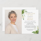 緑のお祝い・オブ・ライフ葬儀の写真 招待状 (正面/裏面)