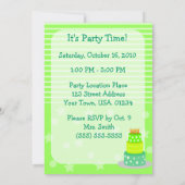 緑のお誕生日ケーキのバースデーパーティ招待状 招待状 (裏面)