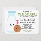 緑のかわいいかわいいミルクとクッキー赤ちゃんシャワー 招待状 (正面)