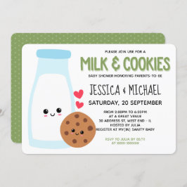 緑のかわいいかわいいミルクとクッキー赤ちゃんシャワー 招待状
