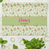 緑のかわいいイースターキッチンタオルパーソナライズされた キッチンタオル (折り畳み)