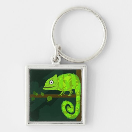 緑のかわいいカメレオン キーホルダー (正面)
