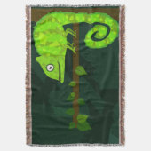 緑のかわいいカメレオン スローブランケット (正面縦)
