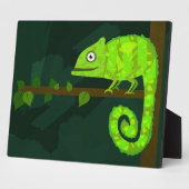 緑のかわいいカメレオン フォトプラーク (側面)