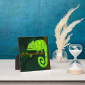 緑のかわいいカメレオン フォトプラーク (インサイチュ)