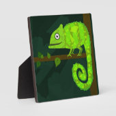 緑のかわいいカメレオン フォトプラーク (正面)