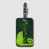 緑のかわいいカメレオン ラゲッジタグ (正面縦)