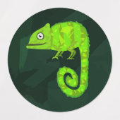 緑のかわいいカメレオン ラベル (デザイン2)