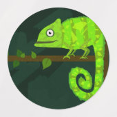 緑のかわいいカメレオン ラベル (デザイン1)