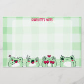 緑のかわいいキッズペルソナライズマンガガエル 便箋 (正面)