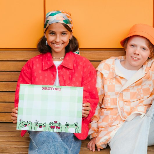 緑のかわいいキッズペルソナライズマンガガエル 便箋