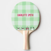 緑のかわいいキッズペルソナライズマンガガエル 卓球ラケット (正面)