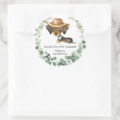 緑のかわいいダックシュント子犬の誕生日のお願い ラウンドシール (バッグ)