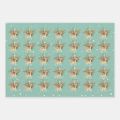 緑のかわいいバンビ ラッピングペーパーシート (正面2)