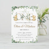 緑のかわいいライオンかわいい子双子ガールズ1歳の誕生日 招待状 (スタンド正面)