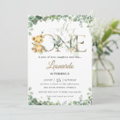 緑のかわいいライオンかわいい男の子1st誕生日ワイルドワン 招待状 (スタンド正面)