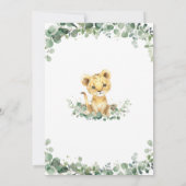 緑のかわいいライオンかわいい男の子1st誕生日ワイルドワン 招待状 (裏面)