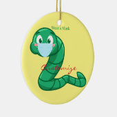 緑のかわいいワームThunder_Cove セラミックオーナメント (右)