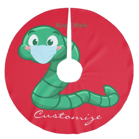 緑のかわいいワームThunder_Cove ブラッシュドポリエステルツリースカート (正面)