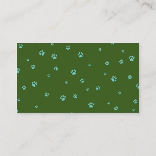 緑のかわいい前足の水彩犬 名刺 (裏面)