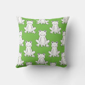 緑のかわいい動物のパターン漫画カエルのパターン クッション (裏面)