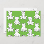 緑のかわいい動物のパターン漫画カエルのパターン ポストカード (正面/裏面)