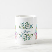 緑のかわいい恐竜フローラパーソナライズされた コーヒーマグカップ (中央)