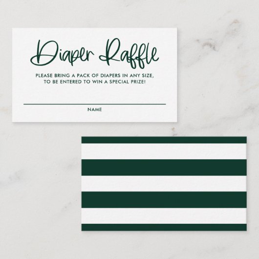 緑のかわいい書モダン道おむつラッフルゲーム エンクロージャーカード (正面/裏面)