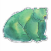 緑のかわいい水色クマ シール (正面)