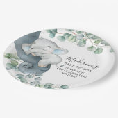 緑のかわいい象の男の子ベイビーシャワー誕生日 ペーパープレート (アングル)