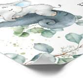 緑のかわいい象衣服マスク保距離 ポスター (角)