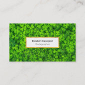 緑のかわいらしクローバー写真 名刺 (正面)