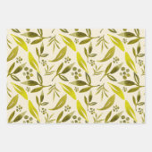 緑のかわいらしパターン ラッピングペーパーシート (正面3)